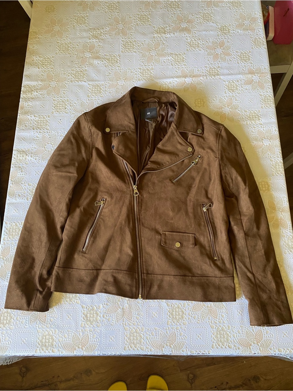 H&M Brown Suede-Look Bomber Jacket